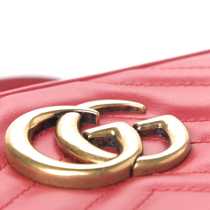 Gucci Calfskin Matelasse Small GG Marmont Chain Shoulder Bag Hibiscus Red 9 of 11