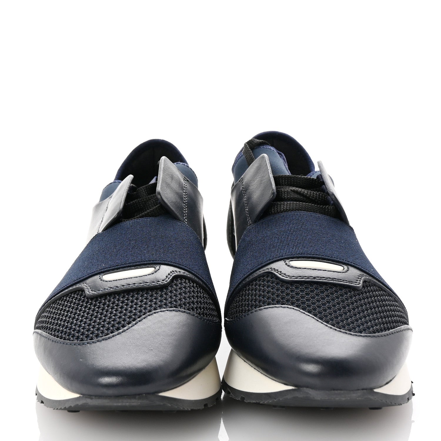 Balenciaga Mesh Calfskin Neoprene Suede Womens Race Runner Sneakers 40 Bleu Nuit 3 of 9