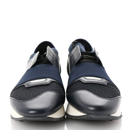 Balenciaga Mesh Calfskin Neoprene Suede Womens Race Runner Sneakers 40 Bleu Nuit 3 of 9