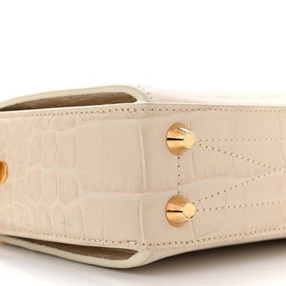 Alexander McQueen Calfskin Crocodile Embossed Box Shoulder Bag 16 Cream 9 of 10