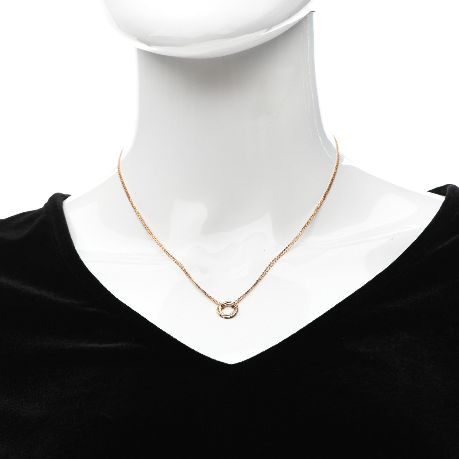 Cartier 18K Pink Yellow White Gold Trinity Double Chain Pendant Necklace 2 of 5