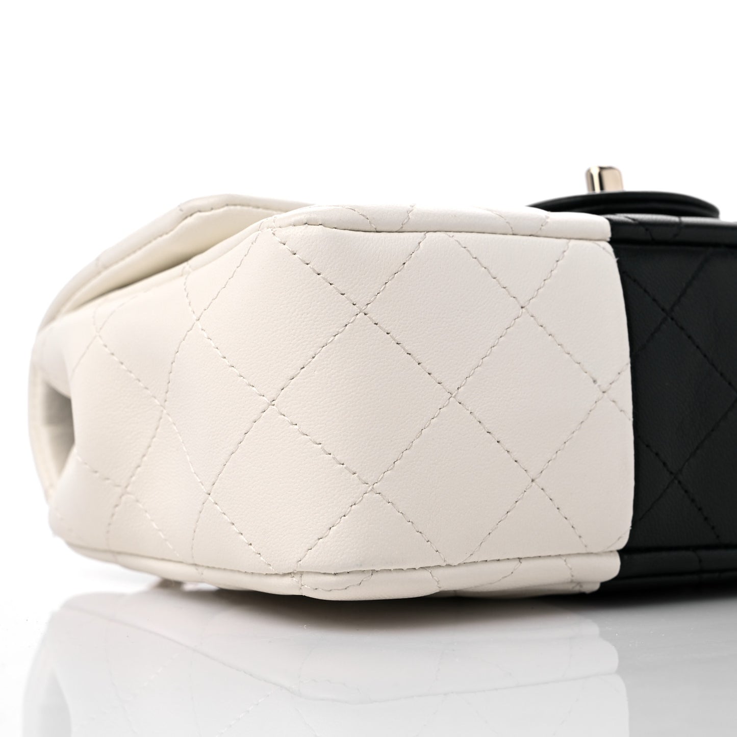 Lambskin Quilted Mini Rectangular Flap White Black