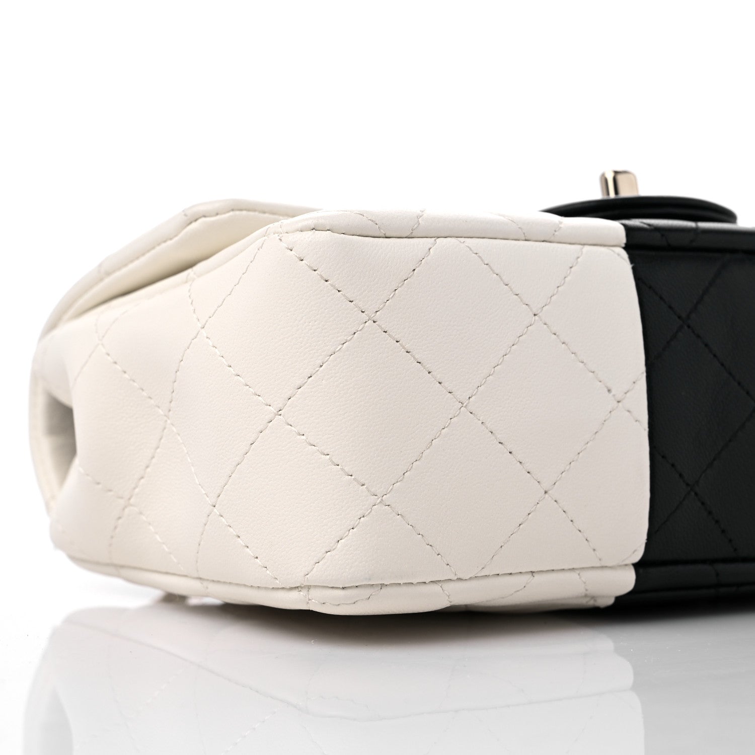 Chanel Lambskin Quilted Mini Rectangular Flap White Black 8 of 11