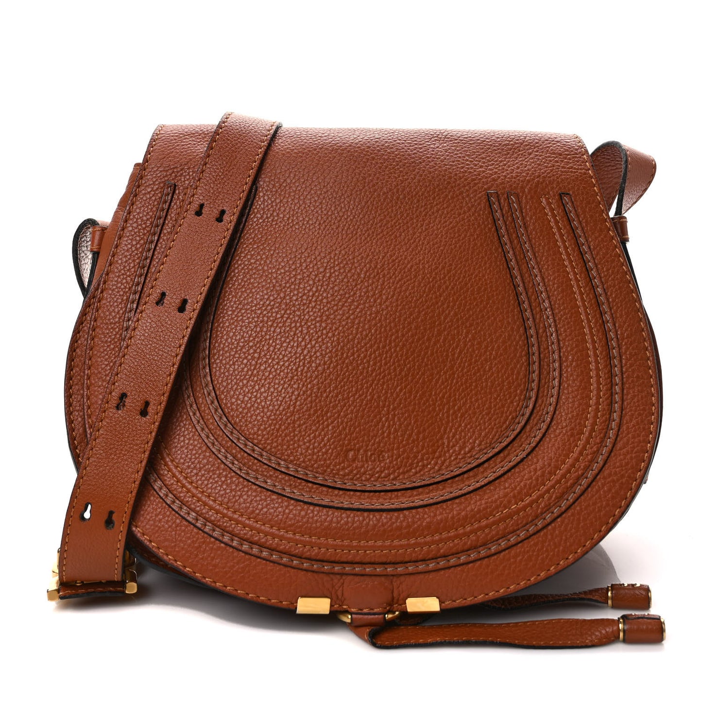 Calfskin Medium Marcie Round Crossbody Bag Tan