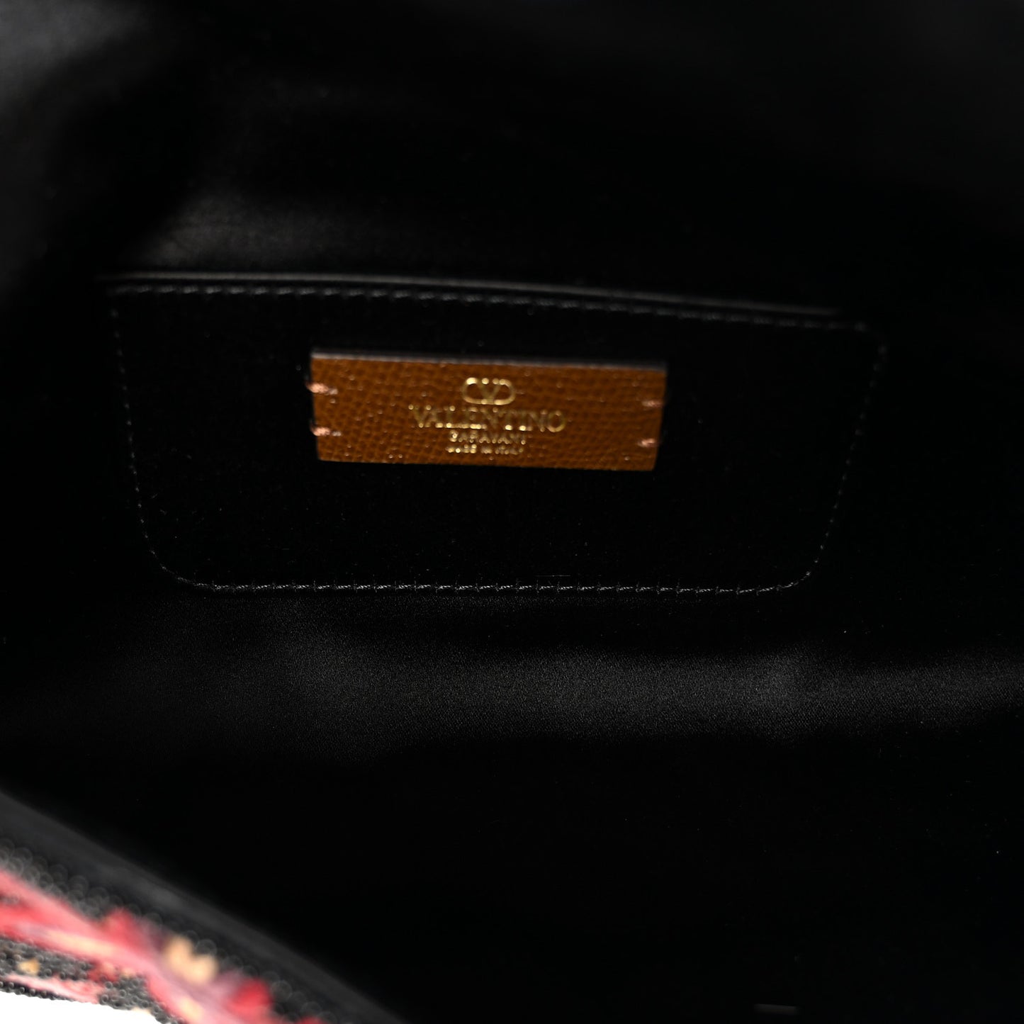 Floral Embroidered Beaded Small DeVain Shoulder Bag Black Multicolor