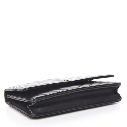 Chanel Lambskin Chevron Quilted Wallet On Chain WOC Black 4 of 13