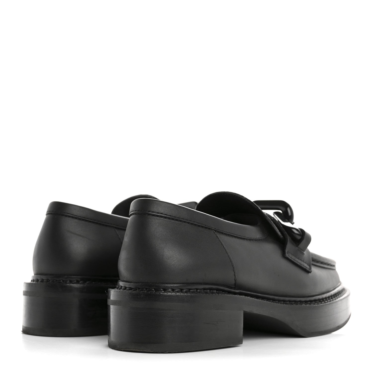 Louis Vuitton Calfskin Oversized Chain Academy Loafers 35 Black 5 of 12