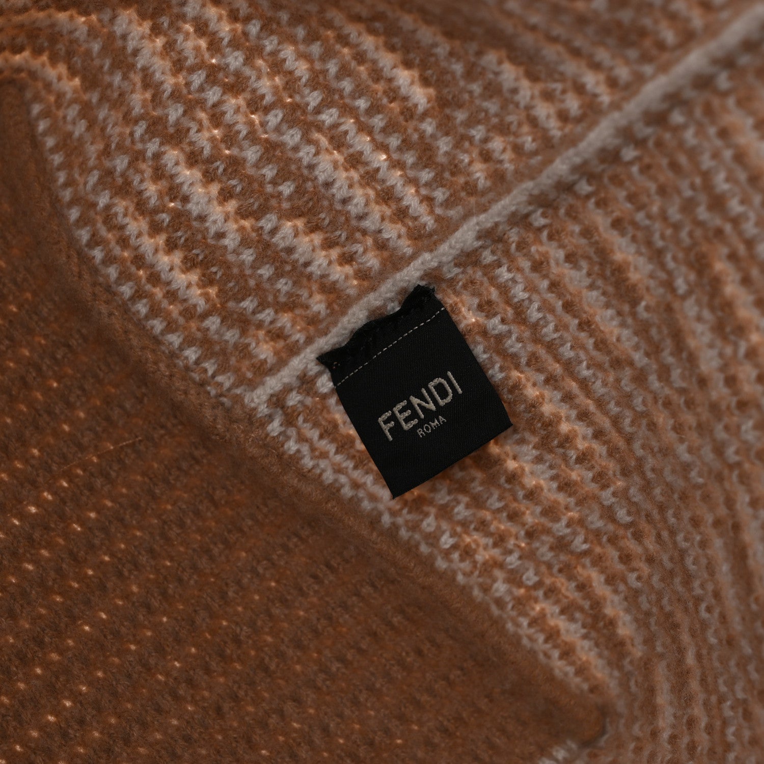 Fendi Cashmere Knit FF Large Shopper Tote Cammello 7 of 10