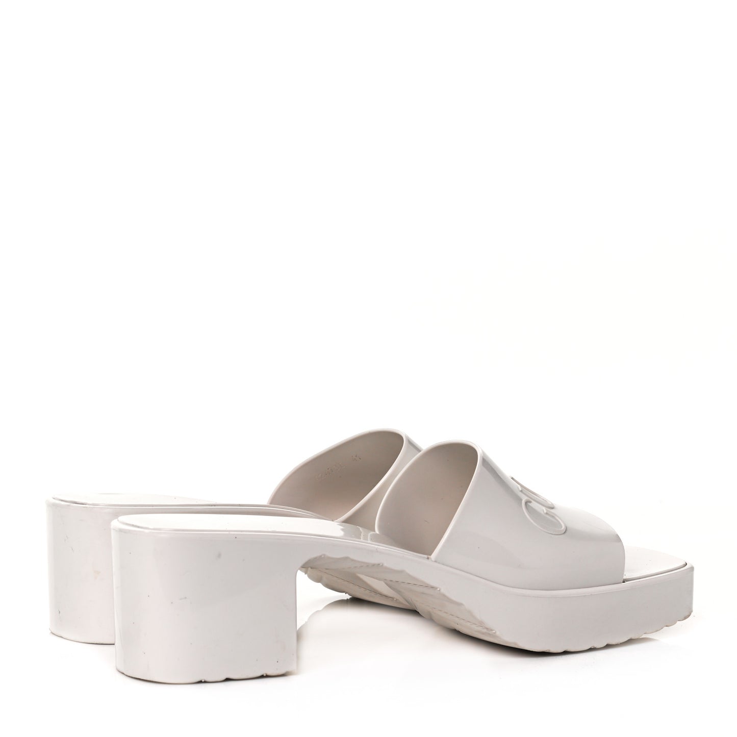 Rubber Gucci Logo Womens Platform 20/60mm Slide Sandals 41 Mystic White