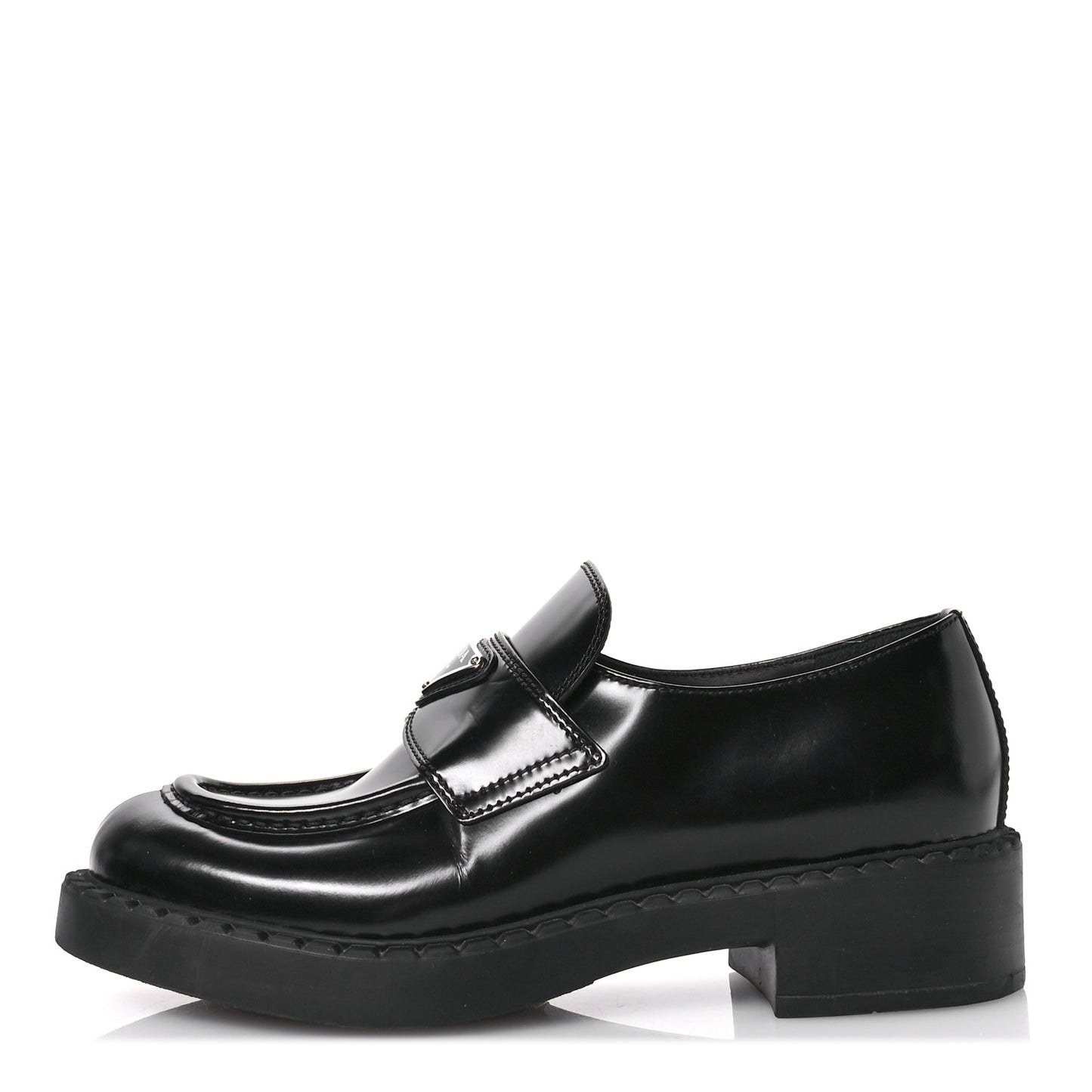 Spazzolato Metal Triangle Logo 50mm Loafers 36.5 Black