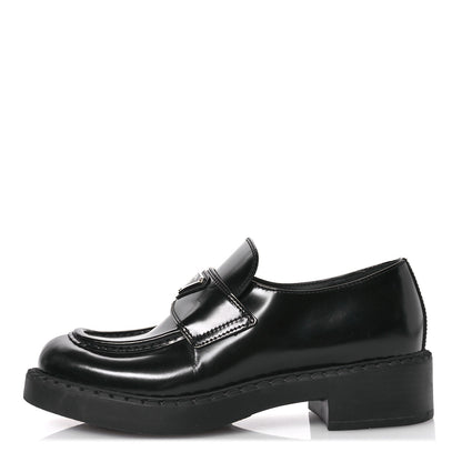 Prada Spazzolato Metal Triangle Logo 50mm Loafers 36.5 Black 1 of 7
