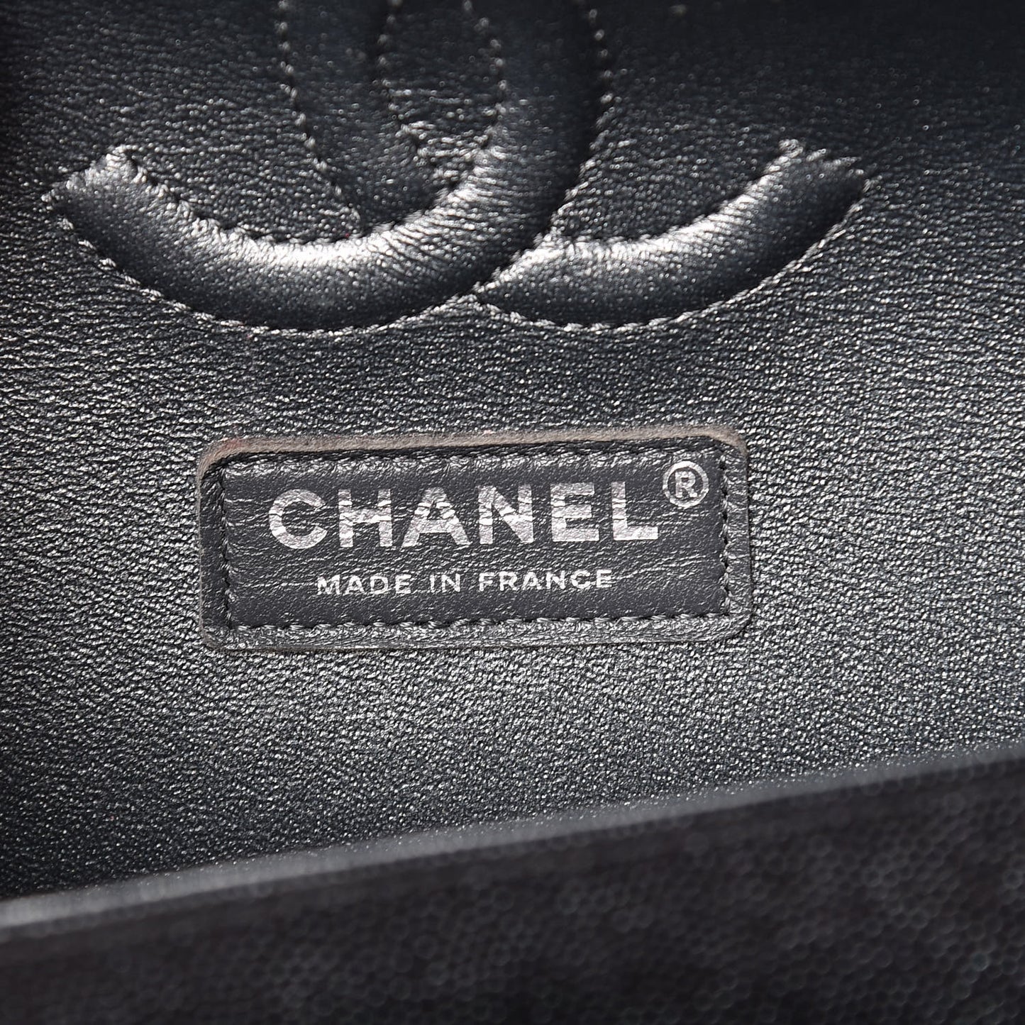 Iridescent Caviar Chevron Quilted Medium Double Flap Black