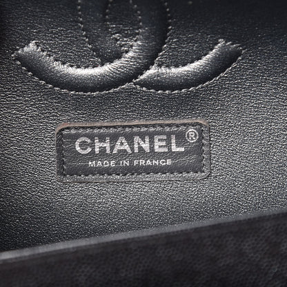 Chanel Iridescent Caviar Chevron Quilted Medium Double Flap Black 6 of 10