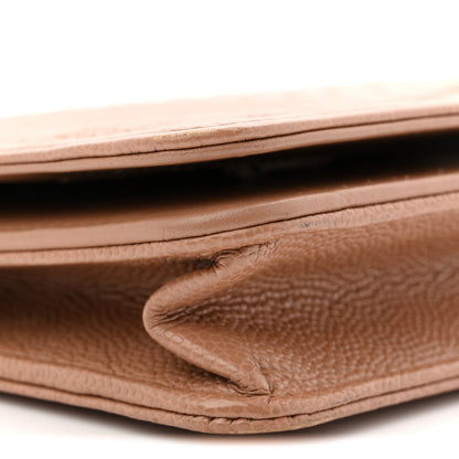 Chanel Caviar Chevron Quilted Boy Wallet On Chain WOC Dark Beige 9 of 12