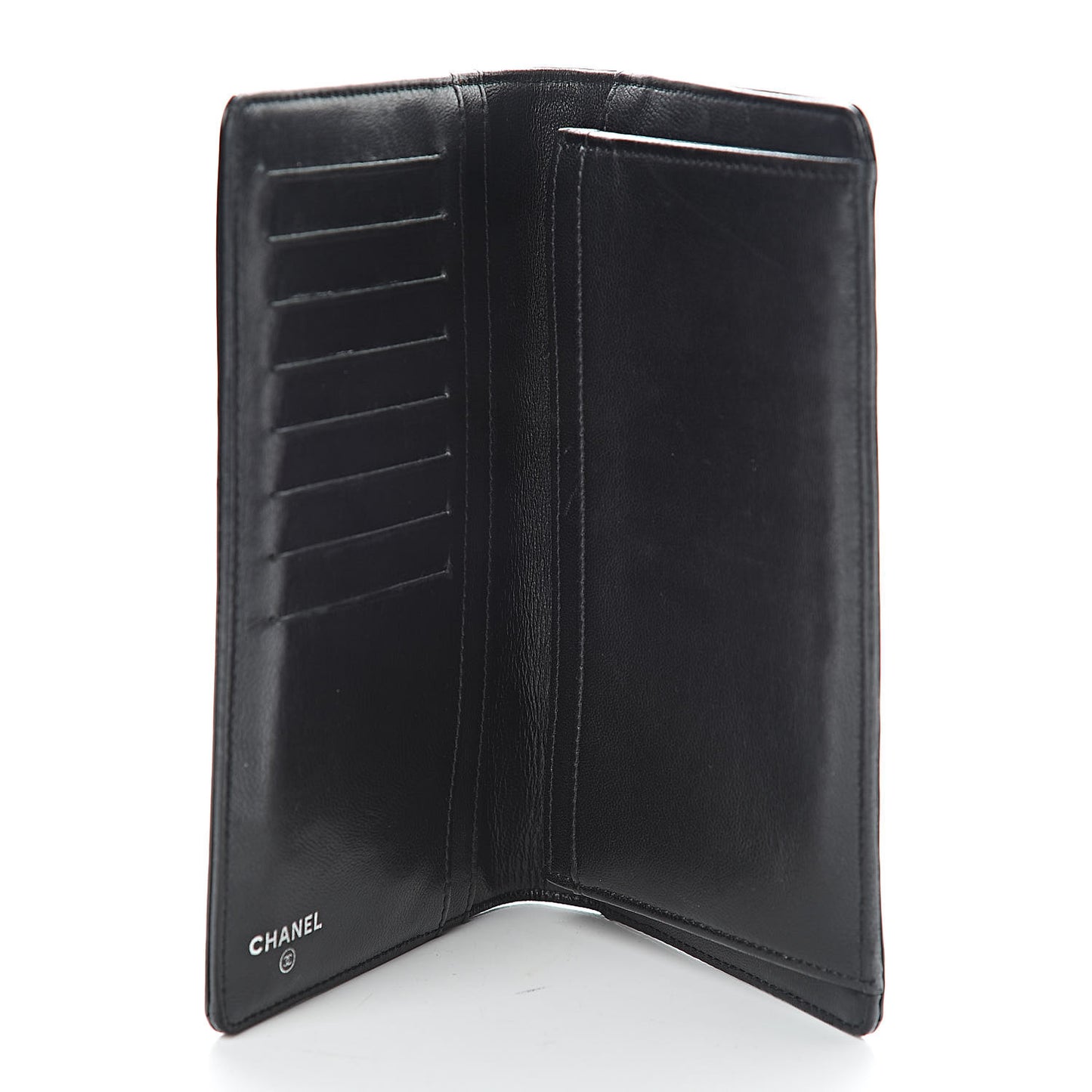 Patent Calfskin Lucky Symbols Yen Wallet Black