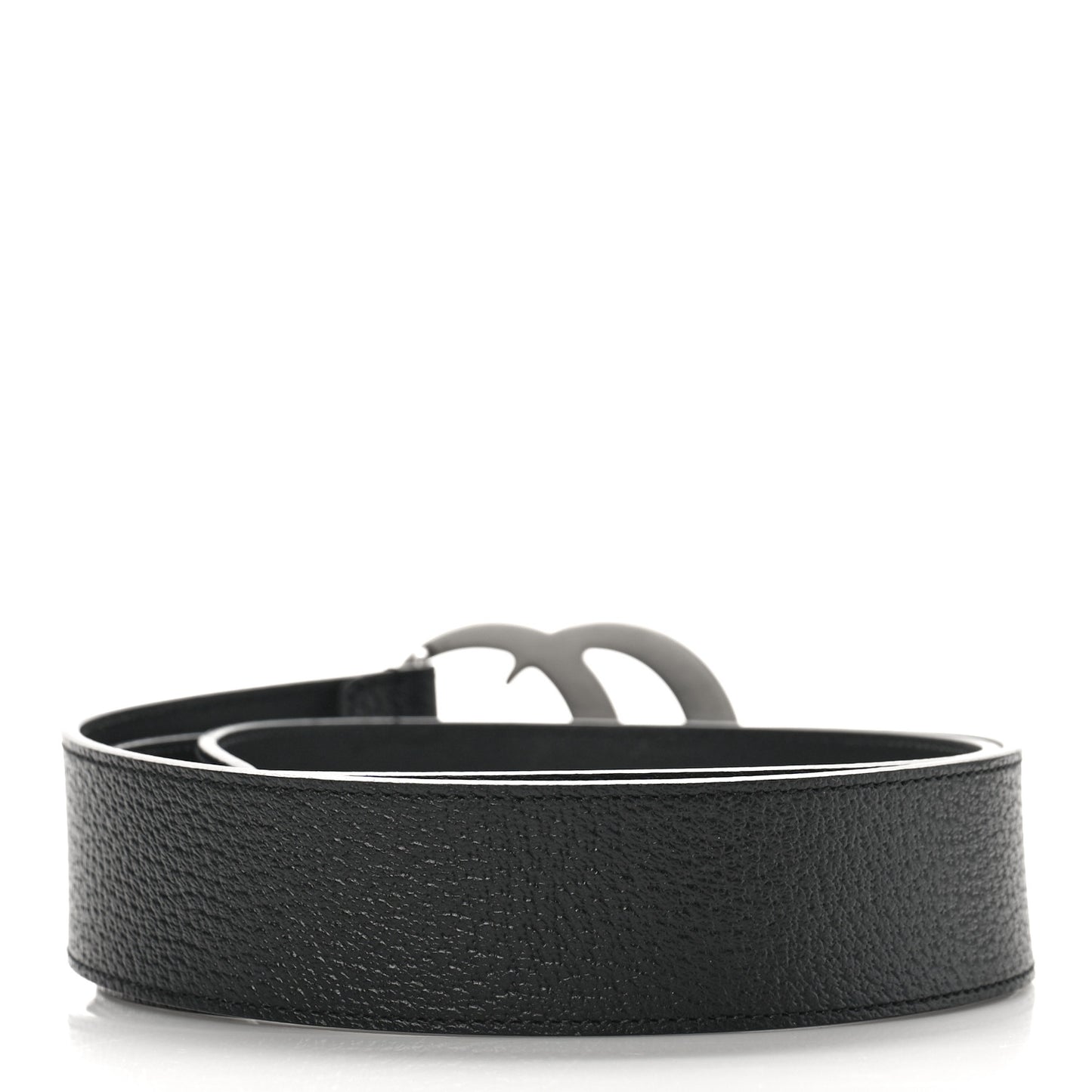 Textured Dollar Calfskin Nickel Double G 40mm Belt 100 40 Black