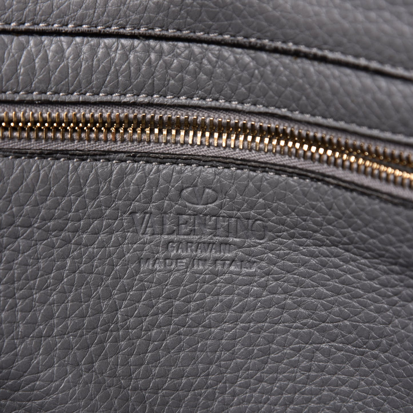 Grained Calfskin Small Rockstud Tote Grey