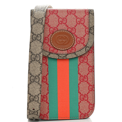 Gucci X DANS LE VERT GG Supreme Monogram Cuoio Web Mini Retro Interlocking G Crossbody Phone Case Beige Rosso Ebony Harness Brown 8 of 11