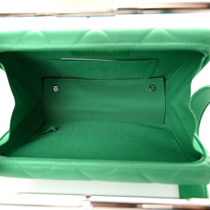 Chanel Quilted Lambskin Metal Bar Clutch Bag Green 5 of 10