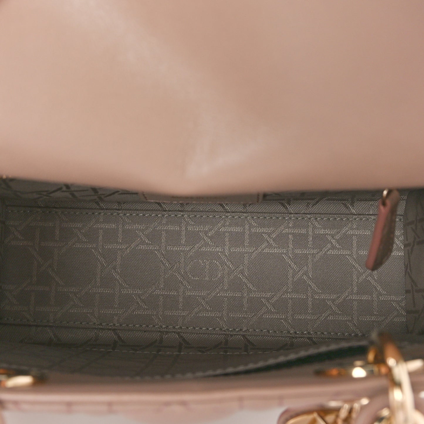 Lambskin Cannage Small Lucky Badges My Lady Dior Taupe