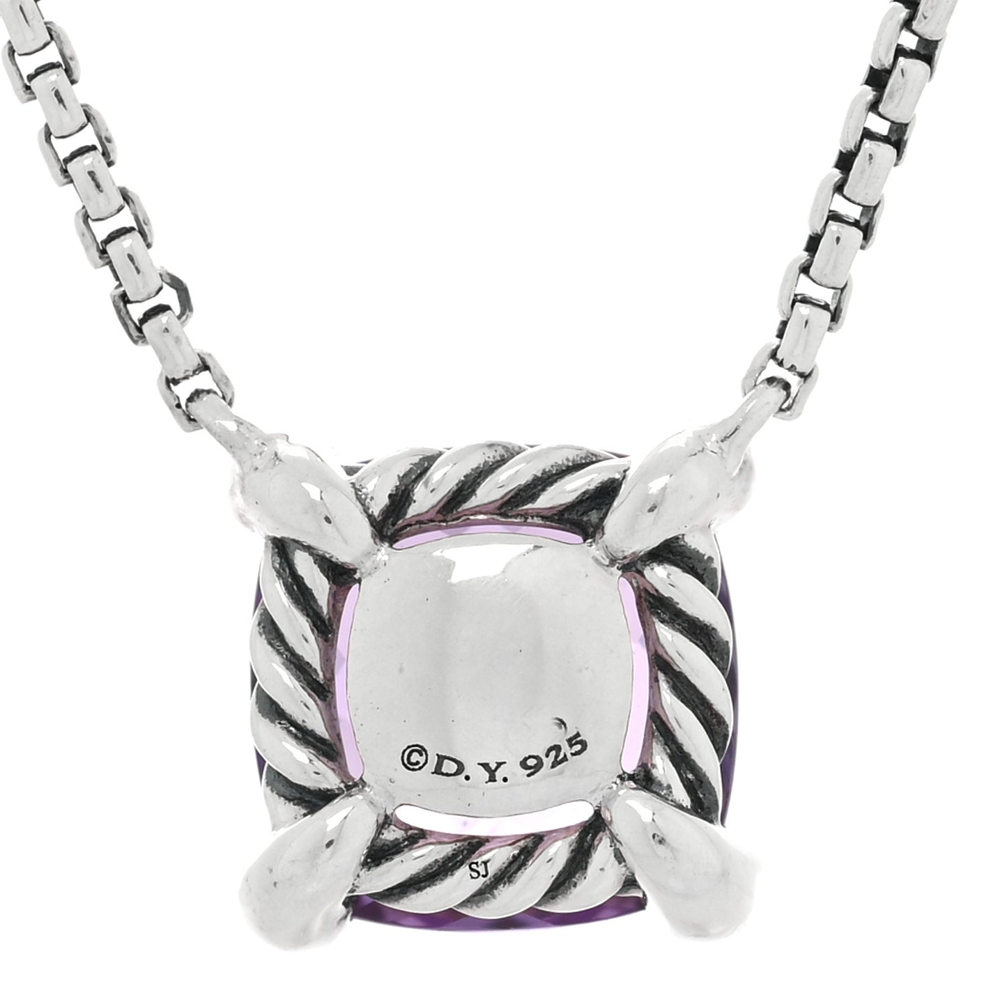Sterling Silver Diamond Amethyst 9mm Petite Chatelaine Pendant Necklace