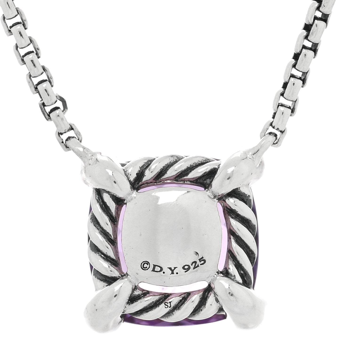 David Yurman Sterling Silver Diamond Amethyst 9mm Petite Chatelaine Pendant Necklace 5 of 6