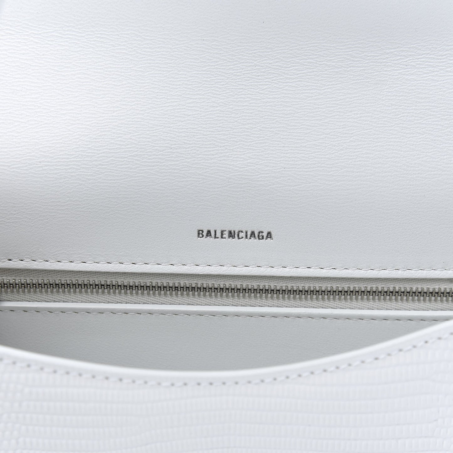 Patent Calfskin Lizard Embossed Ghost Sling Bag Optic White