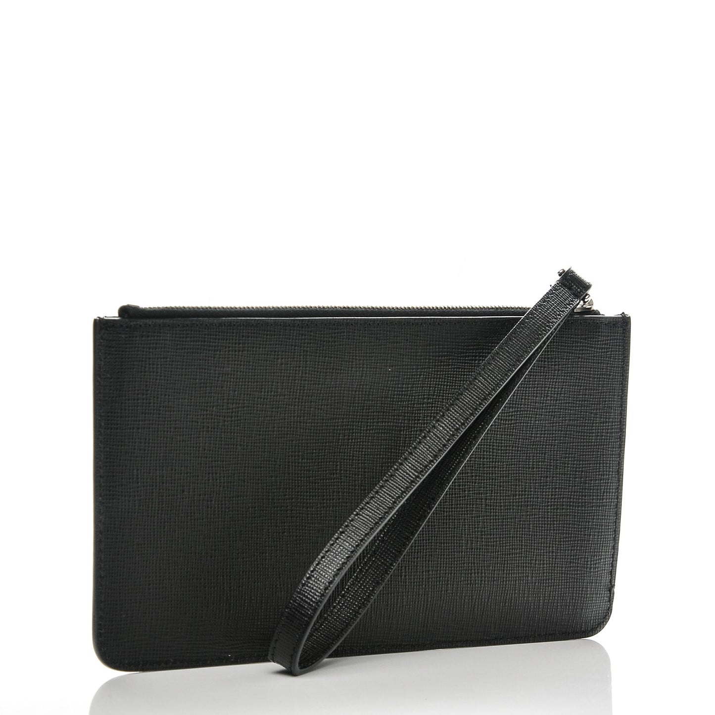 Vitello Elite Mink Fur Studded Karlito Zip Pouch Black