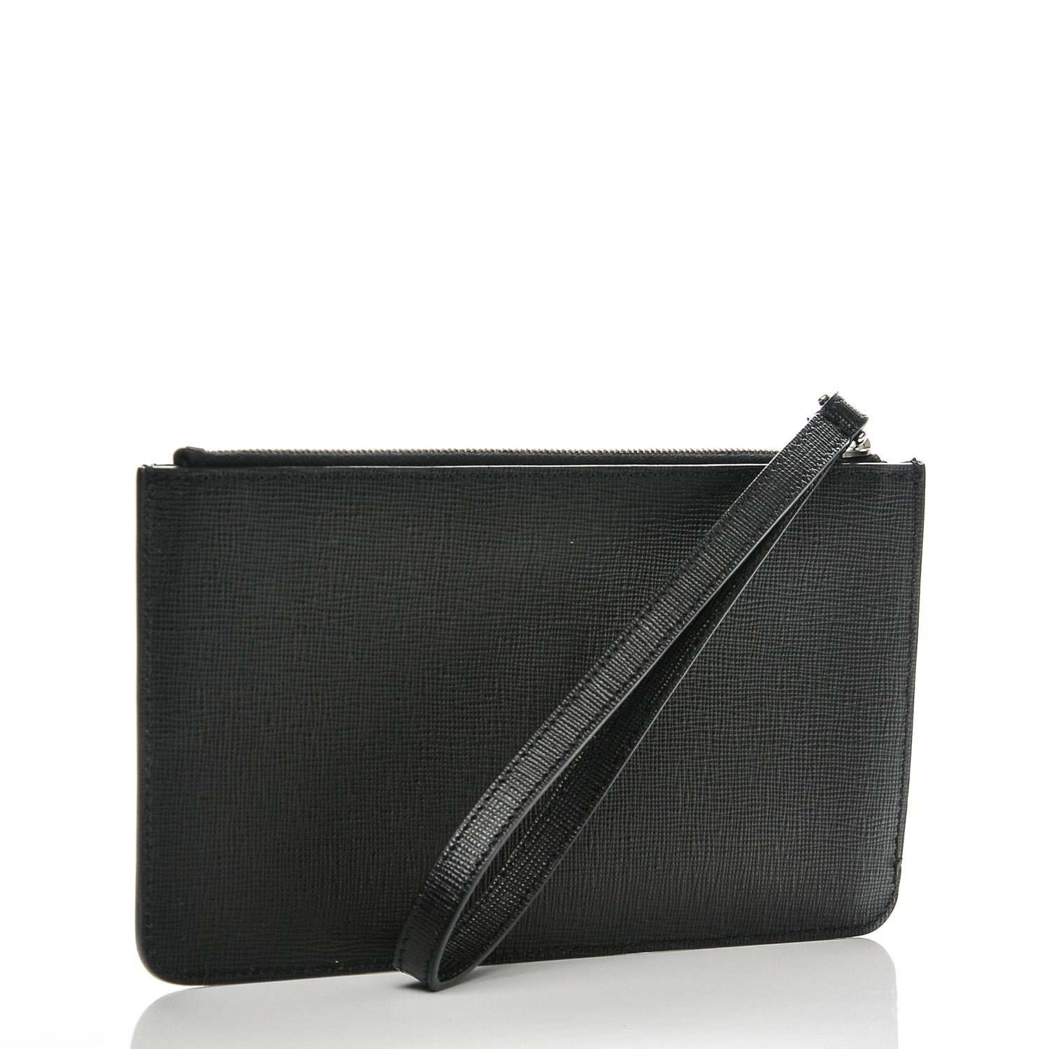 Fendi Vitello Elite Mink Fur Studded Karlito Zip Pouch Black 3 of 6