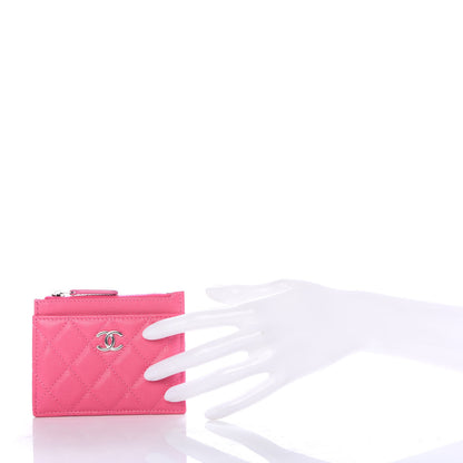 Chanel Caviar Quilted CC Zip Card Holder Pink 2 of 8