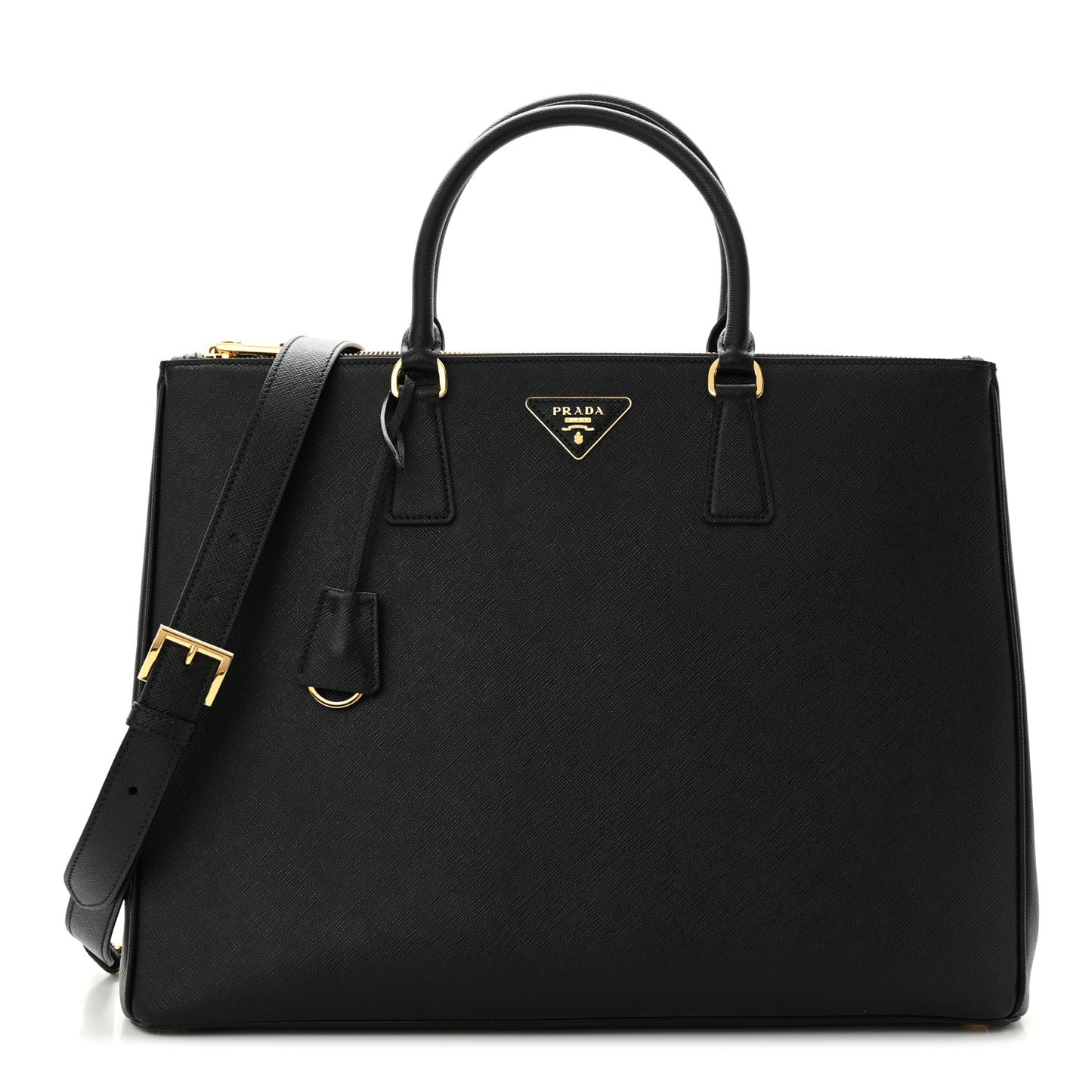 Saffiano Lux Extra Large Galleria Double Zip Tote Black