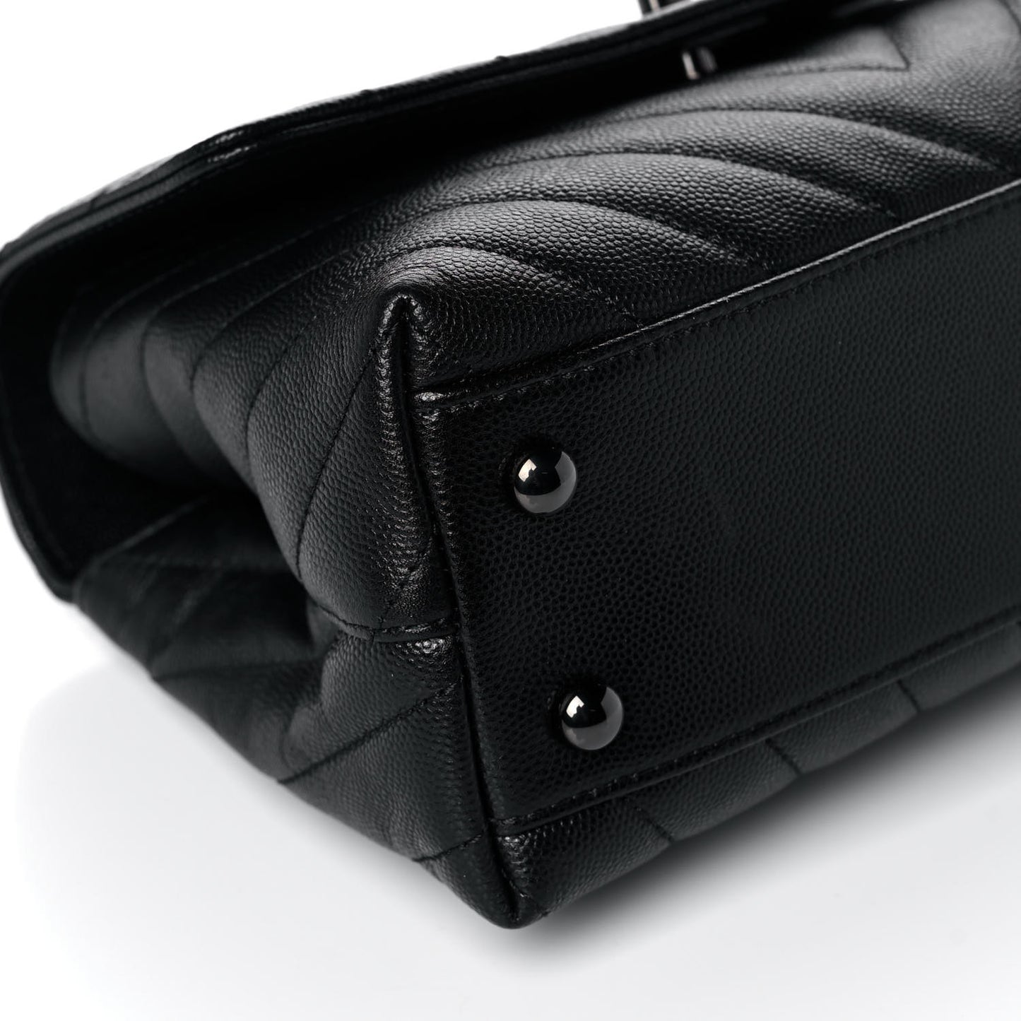 Caviar Chevron Quilted Mini Coco Handle Flap So Black