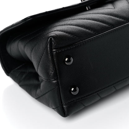 Chanel Caviar Chevron Quilted Mini Coco Handle Flap So Black 9 of 13