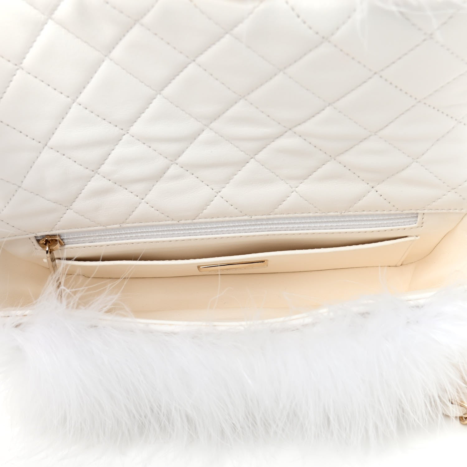 Chanel Feathers Lambskin Quilted Flap White 5 of 9