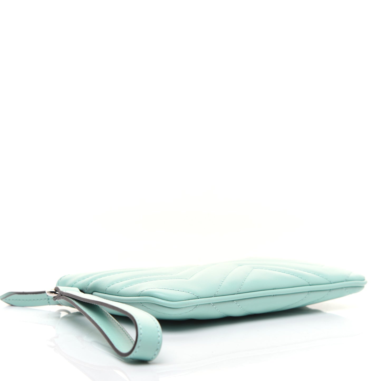 Calfskin Matelasse GG Marmont Wrist Wallet Water Green