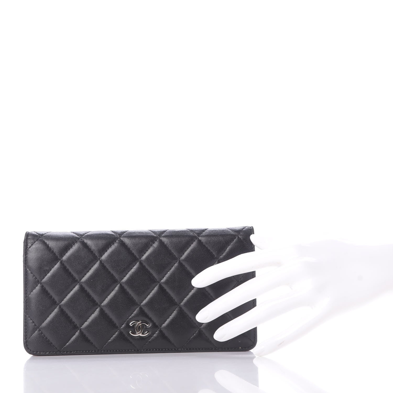 Chanel Lambskin Quilted Yen Wallet Black 2 of 13