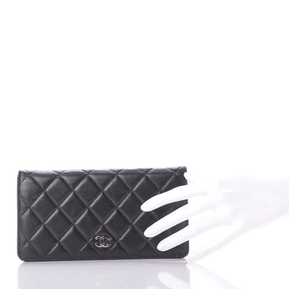 Chanel Lambskin Quilted Yen Wallet Black 2 of 13