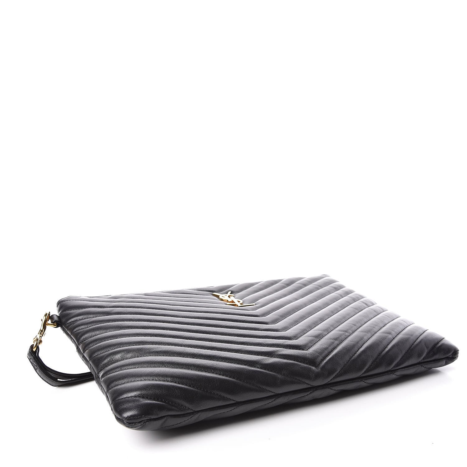 Saint Laurent Calfskin Matelasse Monogram Cassandre Tablet Pouch Black 4 of 9