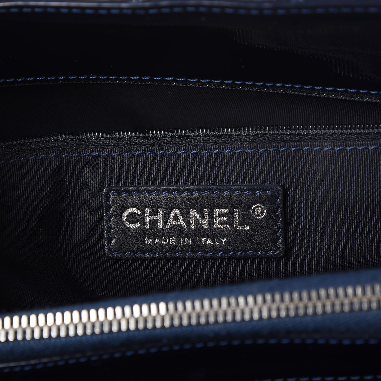 Chanel Patent Quilted Grand Shopping Tote GST Navy Blue 6 of 7
