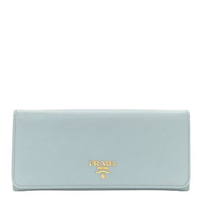 Prada Saffiano Metal Continental Flap Wallet Lago 1 of 13