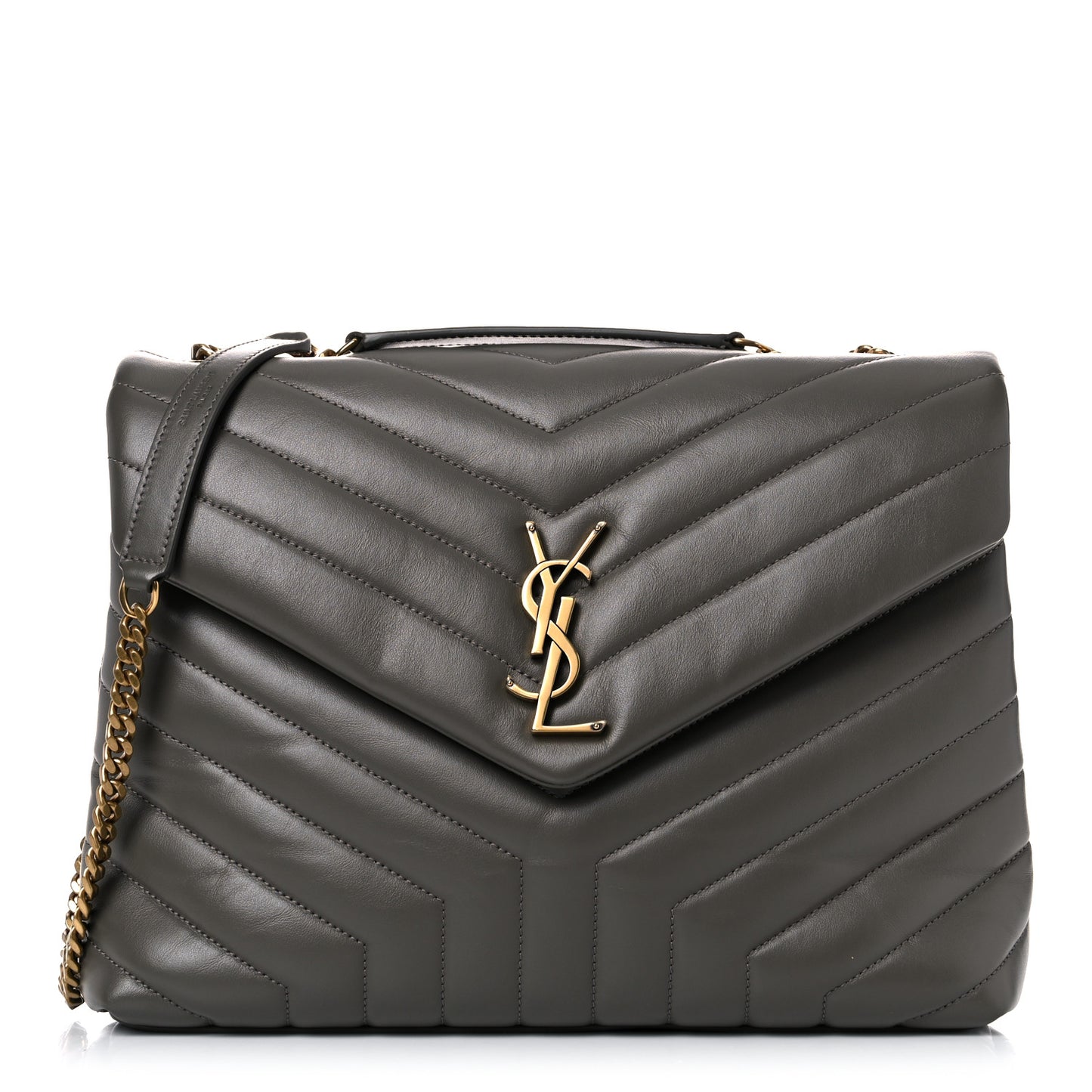 Calfskin Y Quilted Monogram Medium Loulou Chain Satchel Asphalt