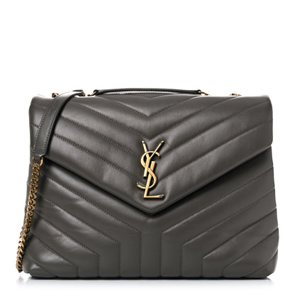 Saint Laurent Calfskin Y Quilted Monogram Medium Loulou Chain Satchel Asphalt 1 of 12