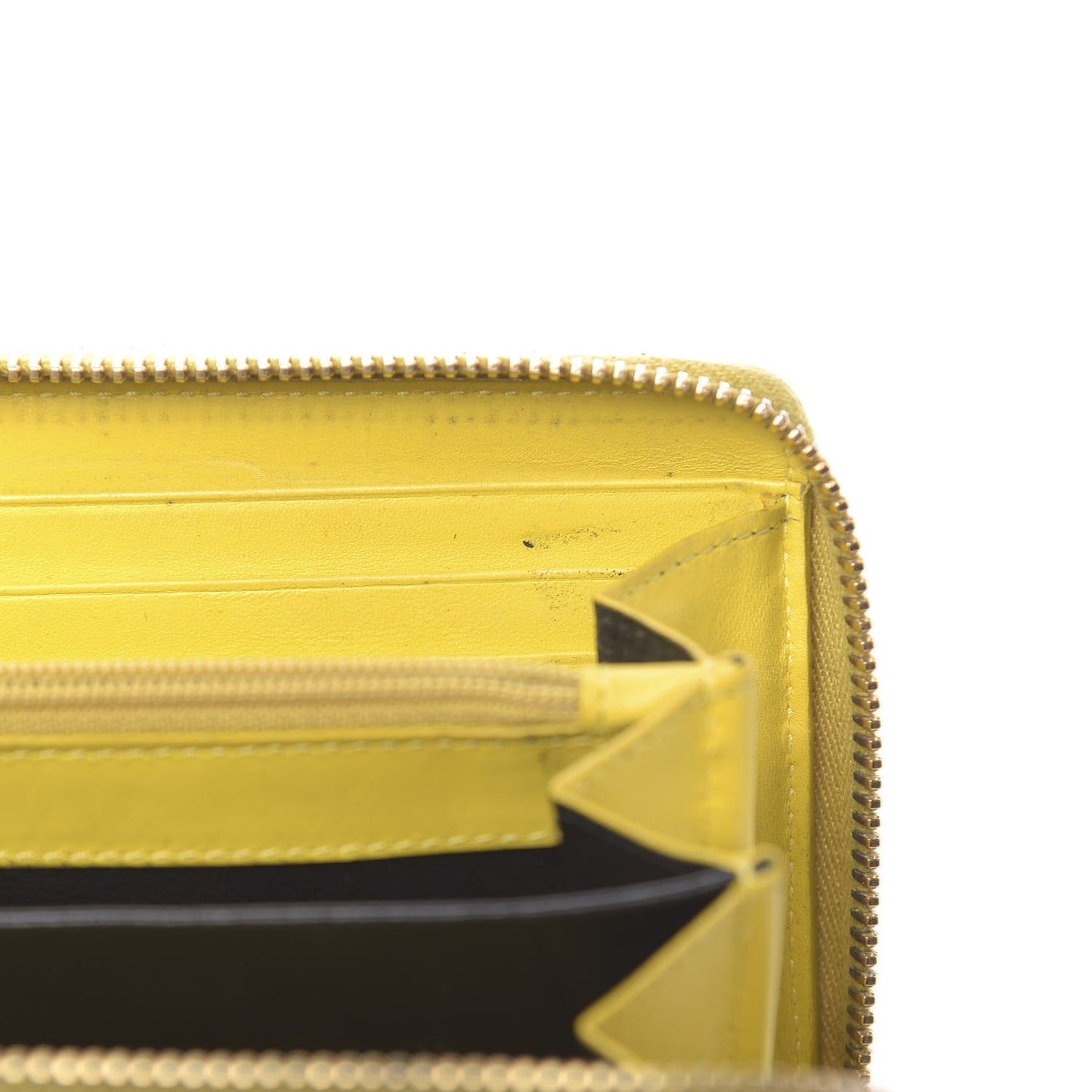 Patent Calfskin Belle De Jour Zip Around Wallet Yellow