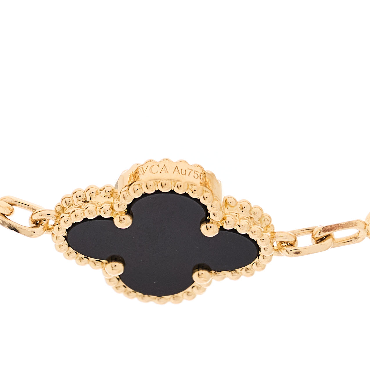 Van Cleef & Arpels 18K Yellow Gold Black Onyx 20 Motifs Vintage Alhambra Necklace 6 of 6