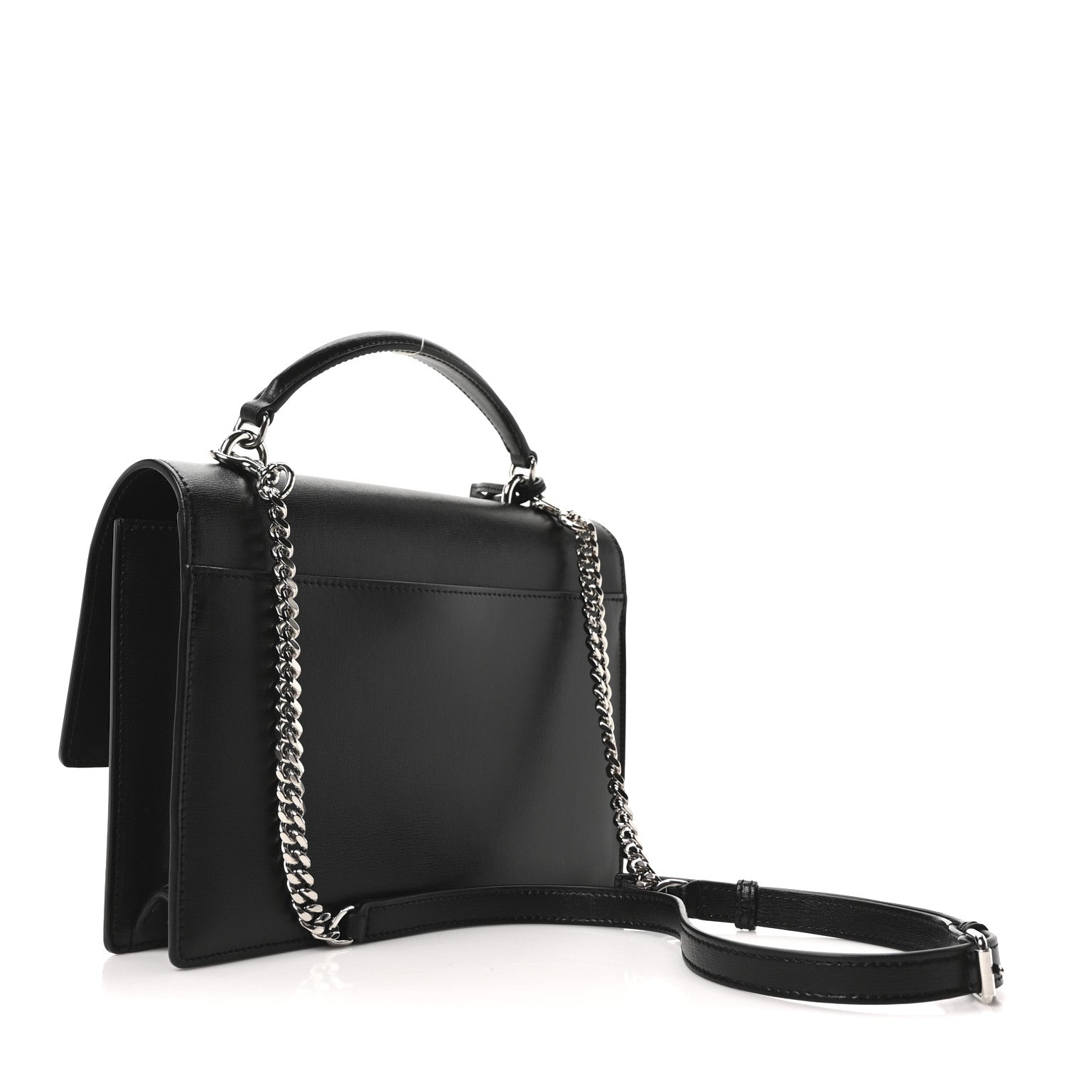 Saint Laurent Smooth Calfskin Medium Monogram Sunset Satchel Black 3 of 10