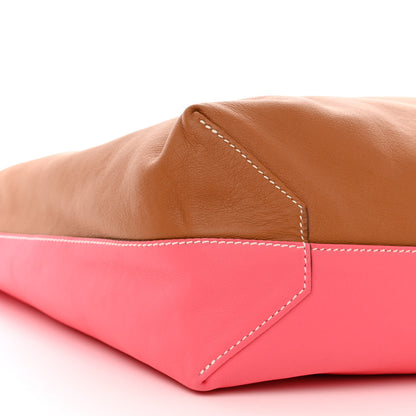 Hermes Veau Sikkim Double Sens 36 Reversible Tote Gold Rose Azalee Rouge Casaque Brique 9 of 17