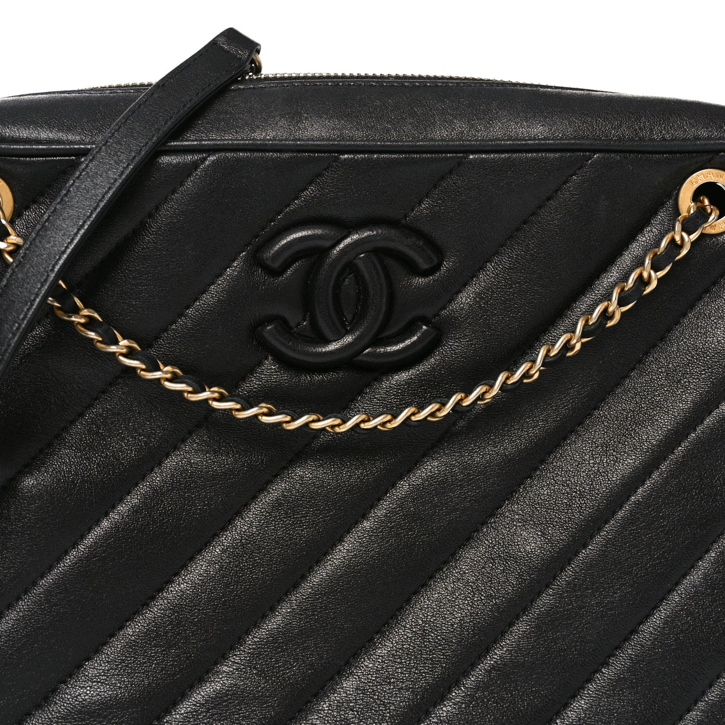 Lambskin Quilted Coco Vintage Camera Case Black