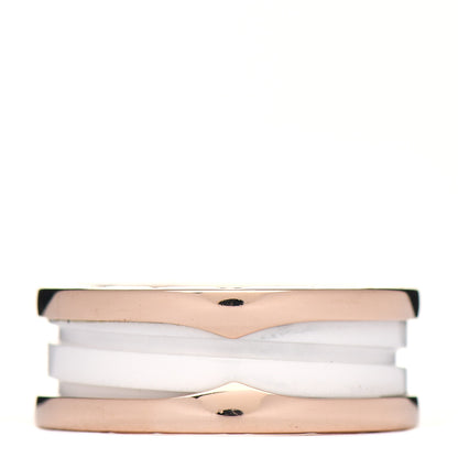 Bulgari 18K Rose Gold White Ceramic B.Zero1 Two-Band Ring 54 6.75 3 of 6