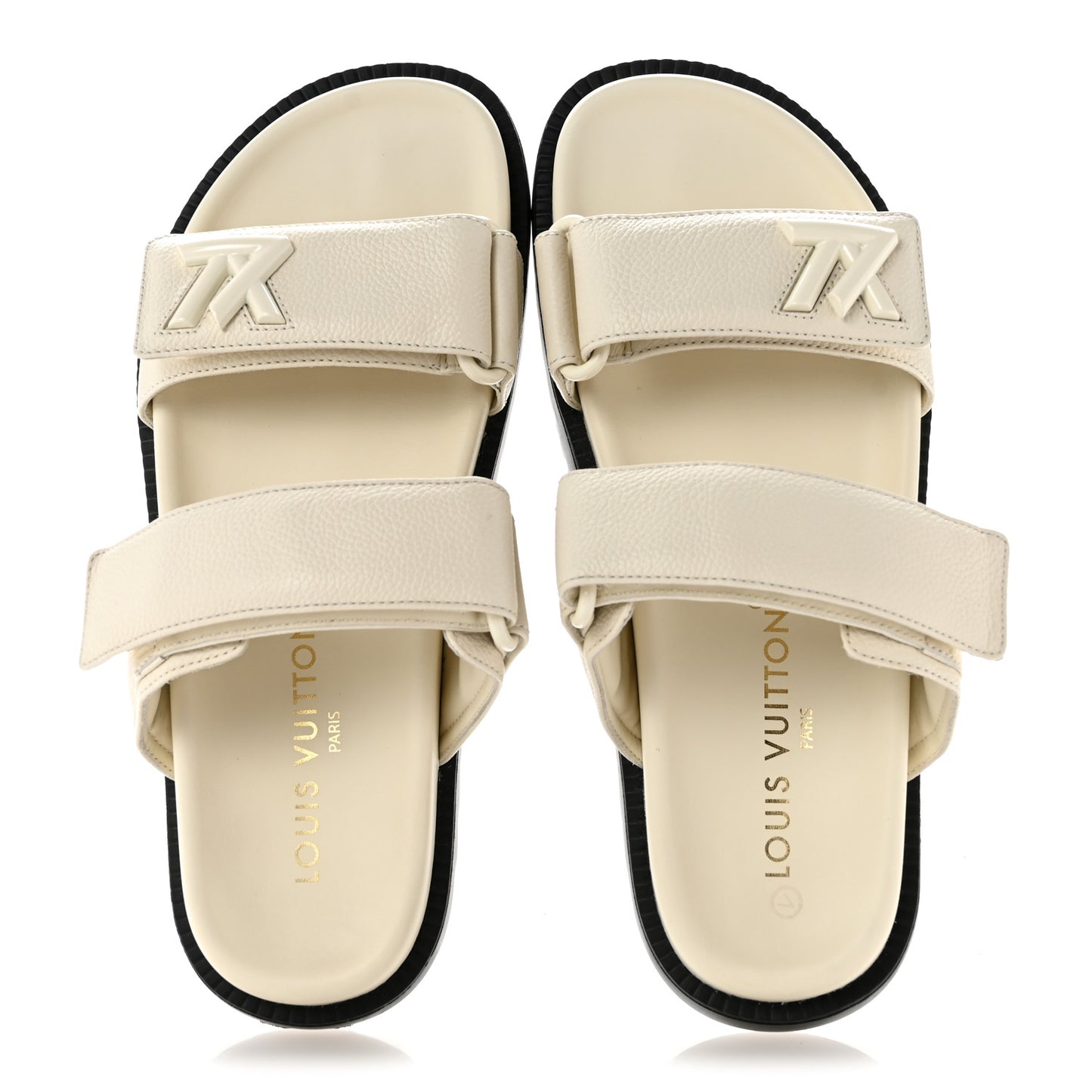 Grained Calfskin Sunset Comfort Flat Sandals  36 Light Beige