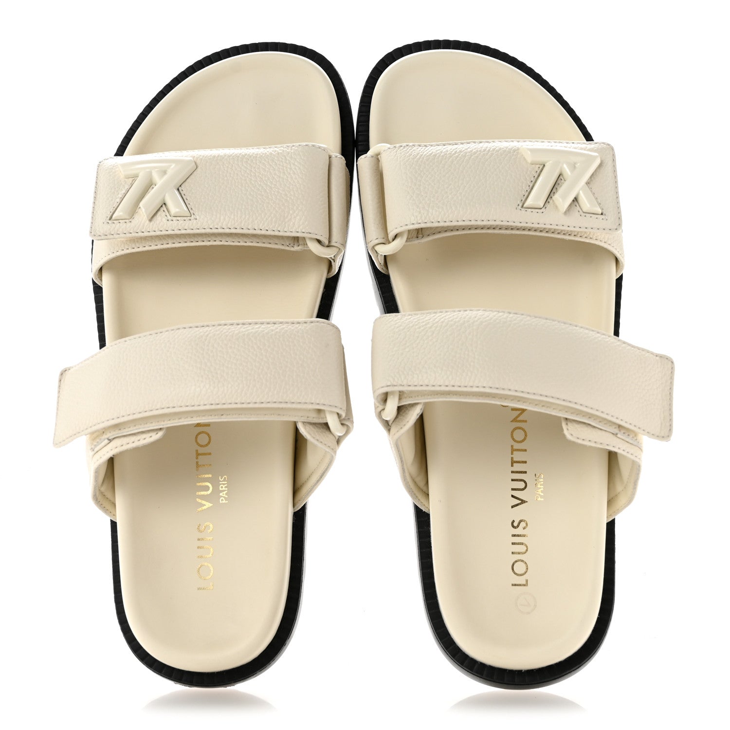 Louis Vuitton Grained Calfskin Sunset Comfort Flat Sandals  36 Light Beige 2 of 9